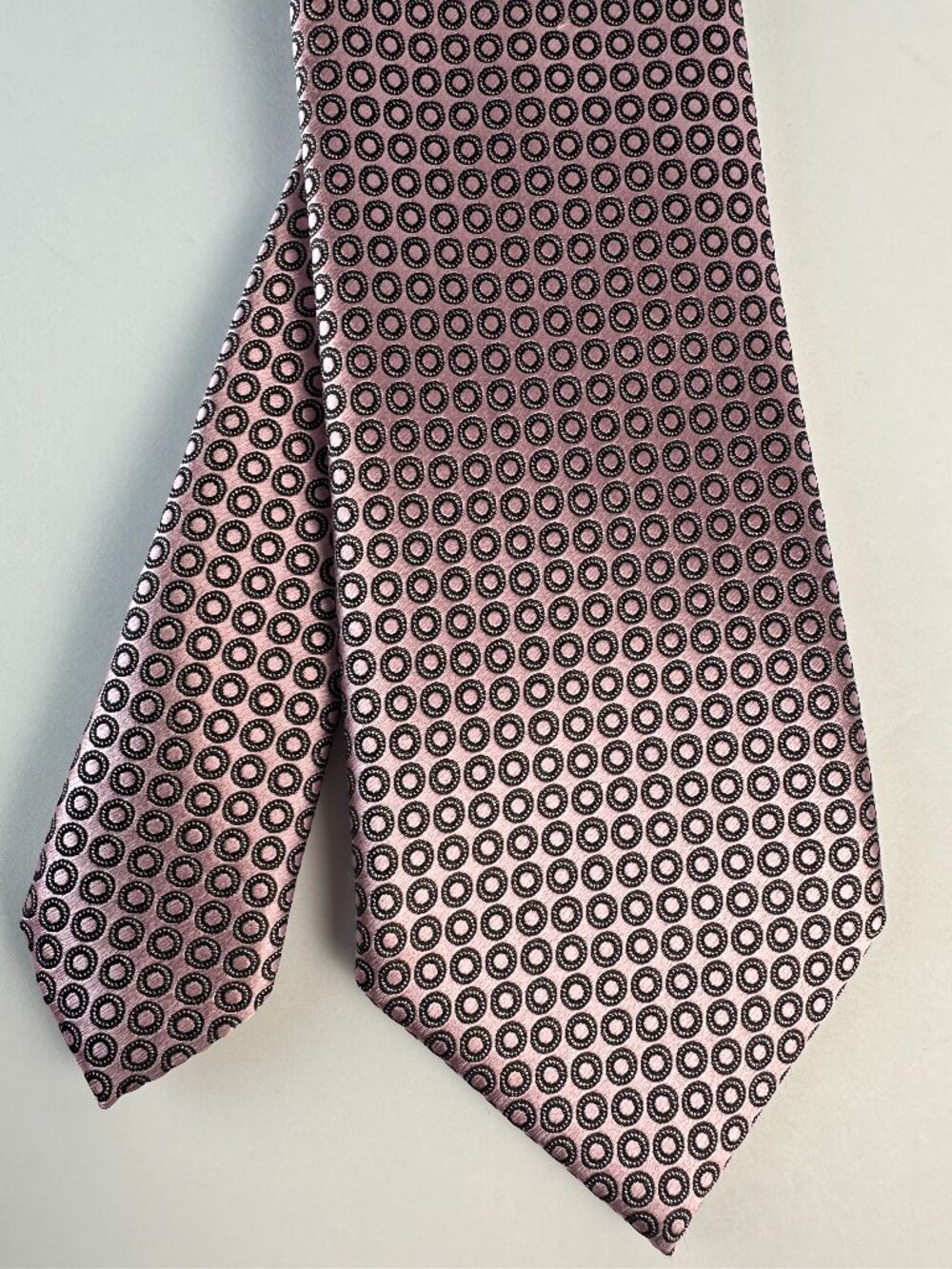 Ermenegildo Zegna Pink Geo Circle Print Silk Tie Luxury Designer Italy